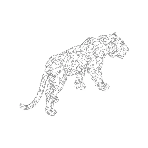 Hoppande tiger från polygoner. Polygonal tiger grafisk design. — Stock vektor