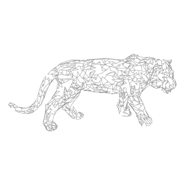 Tigre bondissant des polygones. Conception graphique polygonale tigre . — Image vectorielle