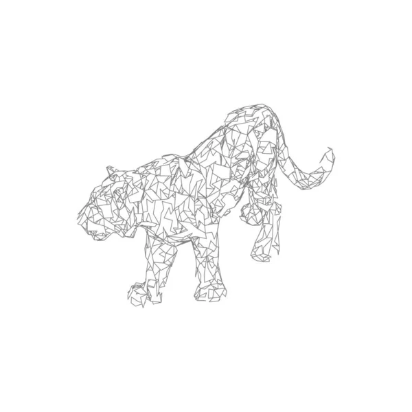 Saltando tigre de los polígonos. Diseño gráfico de tigre poligonal . — Vector de stock