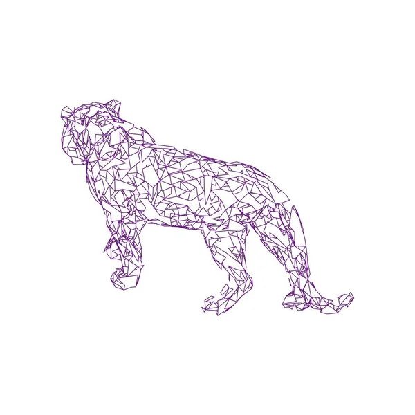 Springende tijger uit veelhoeken. Polygonale tijger grafisch ontwerp. — Stockvector