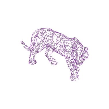 Çokgenlerden sıçrayan kaplan. Çokgen kaplan grafik tasarımı.