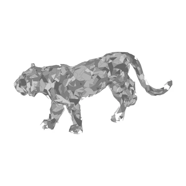 Springende tijger uit veelhoeken. Polygonale tijger grafisch ontwerp. — Stockvector