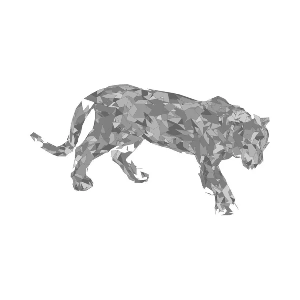 Vyskakující tygr z mnohoúhelníků. Polygonální tygří grafický design. — Stockový vektor