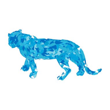 Çokgenlerden sıçrayan kaplan. Çokgen kaplan grafik tasarımı.
