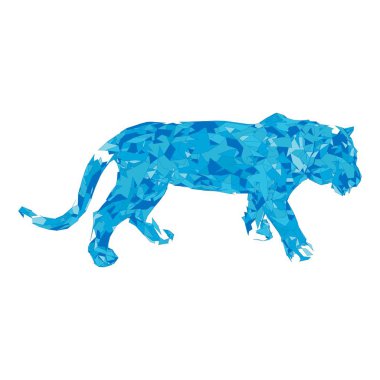 Çokgenlerden sıçrayan kaplan. Çokgen kaplan grafik tasarımı.