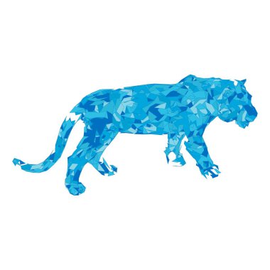 Çokgenlerden sıçrayan kaplan. Çokgen kaplan grafik tasarımı.