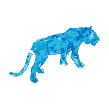 Çokgenlerden sıçrayan kaplan. Çokgen kaplan grafik tasarımı.