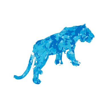 Çokgenlerden sıçrayan kaplan. Çokgen kaplan grafik tasarımı.