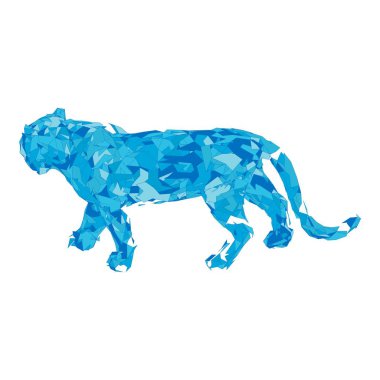 Çokgenlerden sıçrayan kaplan. Çokgen kaplan grafik tasarımı.