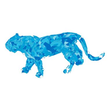 Çokgenlerden sıçrayan kaplan. Çokgen kaplan grafik tasarımı.