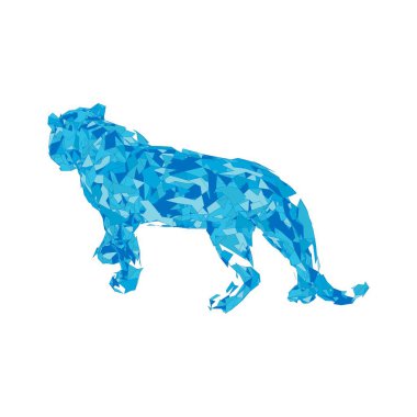 Çokgenlerden sıçrayan kaplan. Çokgen kaplan grafik tasarımı.