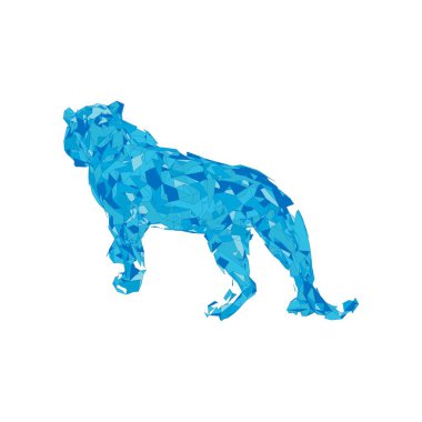 Çokgenlerden sıçrayan kaplan. Çokgen kaplan grafik tasarımı.