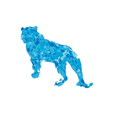 Çokgenlerden sıçrayan kaplan. Çokgen kaplan grafik tasarımı.