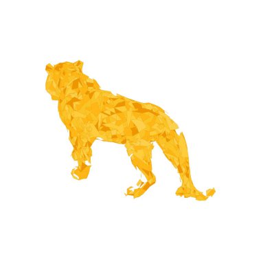 Çokgenlerden sıçrayan kaplan. Çokgen kaplan grafik tasarımı.