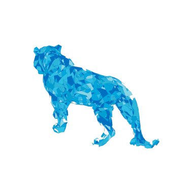 Çokgenlerden sıçrayan kaplan. Çokgen kaplan grafik tasarımı.