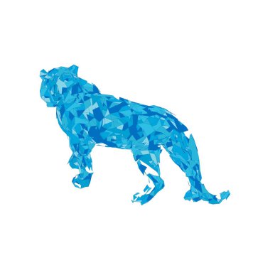 Çokgenlerden sıçrayan kaplan. Çokgen kaplan grafik tasarımı.