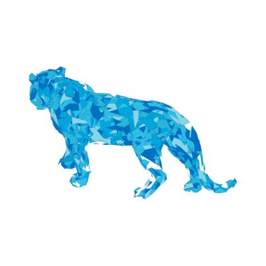 Çokgenlerden sıçrayan kaplan. Çokgen kaplan grafik tasarımı.