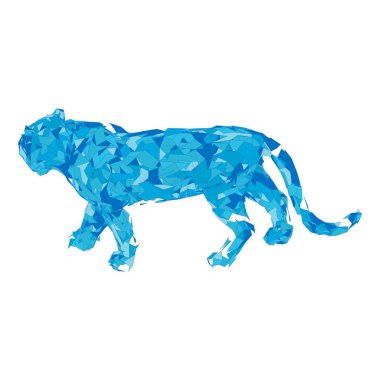 Çokgenlerden sıçrayan kaplan. Çokgen kaplan grafik tasarımı.