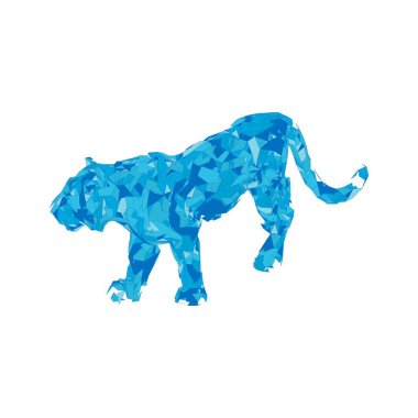 Çokgenlerden sıçrayan kaplan. Çokgen kaplan grafik tasarımı.