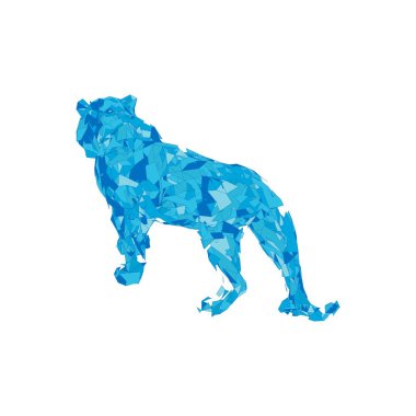 Çokgenlerden sıçrayan kaplan. Çokgen kaplan grafik tasarımı.