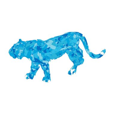 Çokgenlerden sıçrayan kaplan. Çokgen kaplan grafik tasarımı.