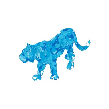 Çokgenlerden sıçrayan kaplan. Çokgen kaplan grafik tasarımı.