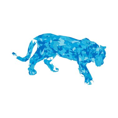 Çokgenlerden sıçrayan kaplan. Çokgen kaplan grafik tasarımı.