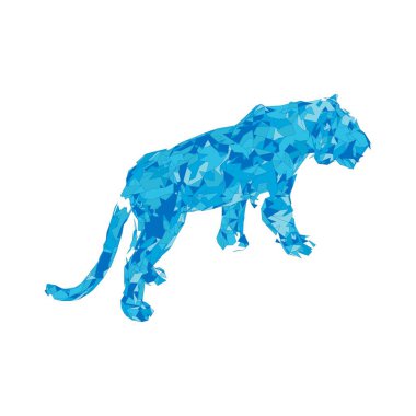 Çokgenlerden sıçrayan kaplan. Çokgen kaplan grafik tasarımı.