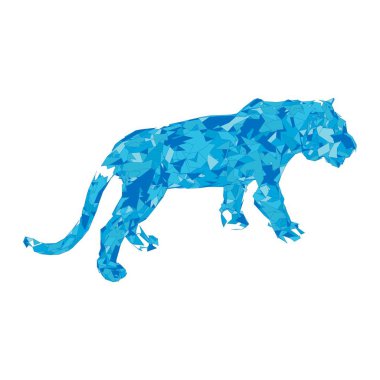 Çokgenlerden sıçrayan kaplan. Çokgen kaplan grafik tasarımı.