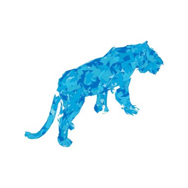 Çokgenlerden sıçrayan kaplan. Çokgen kaplan grafik tasarımı.