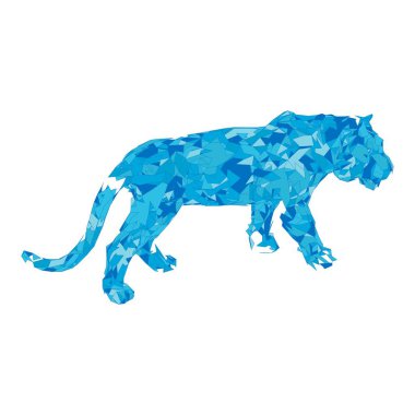 Çokgenlerden sıçrayan kaplan. Çokgen kaplan grafik tasarımı.