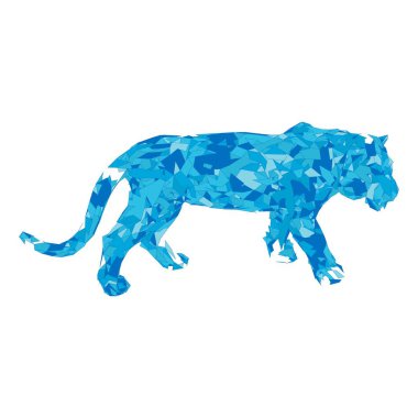 Çokgenlerden sıçrayan kaplan. Çokgen kaplan grafik tasarımı.