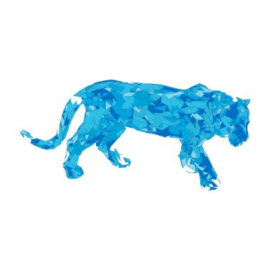 Çokgenlerden sıçrayan kaplan. Çokgen kaplan grafik tasarımı.