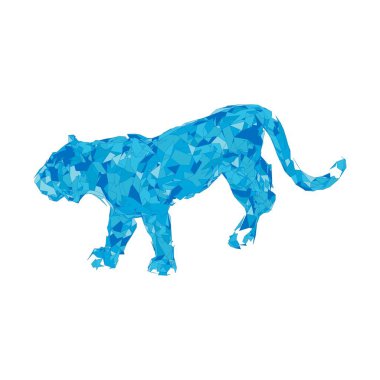 Çokgenlerden sıçrayan kaplan. Çokgen kaplan grafik tasarımı.