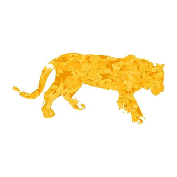 Kiugró tigris a sokszögből. Poligonális tigris grafikai tervezés. — Stock Vector