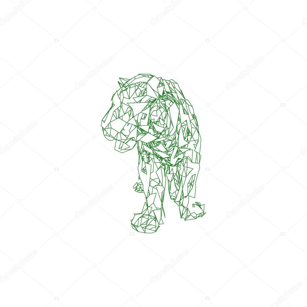 Tiger.Low poly vector animal illustration. Polygonal tiger graphic design. Sumatran tiger Low poly vector
