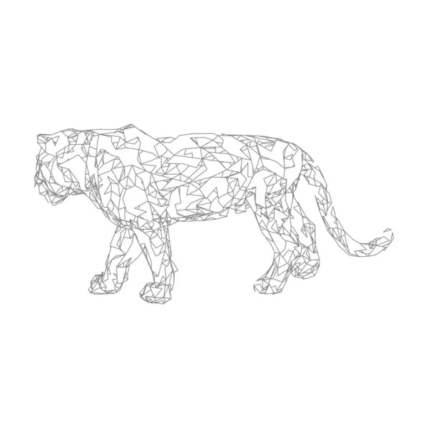 Tigre saltando de las piezas desintegradas — Vector de stock