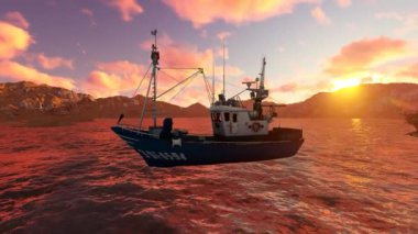 Geceleyin denizde bir gemi