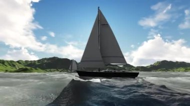 Günbatımında yelkenli