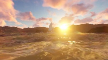 Günbatımında yelkenli