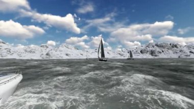 Günbatımında yelkenli