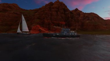 Gün boyunca nehir ve tekne