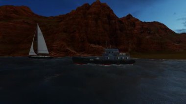 Gün boyunca nehir ve tekne