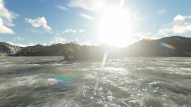 Panoramik okyanus ve bulutlar