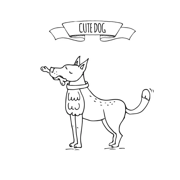 Χέρι Doodle Χαριτωμένος Σκύλος Εικονίδιο Διανυσματικά Εικονογράφηση Γελοιογραφία Κανονική Καθημερινή — Διανυσματικό Αρχείο
