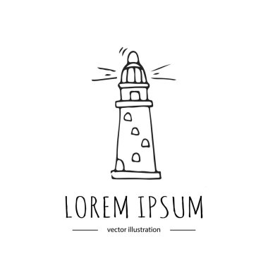 Elle çizilmiş doodle deniz feneri simgesi