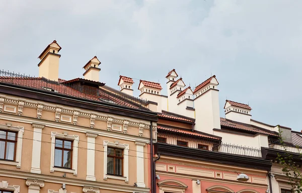 Roofs of houses with chimneys — Stock Photo, Image