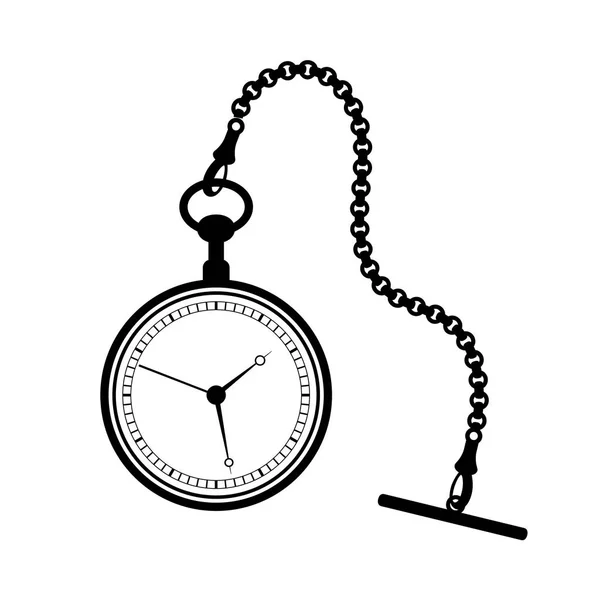 Pocket watch with chain isolated on white background. — Stock Vector