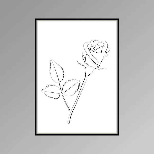 Rose poster for interior decor. Flower on white background. — Stock Photo, Image