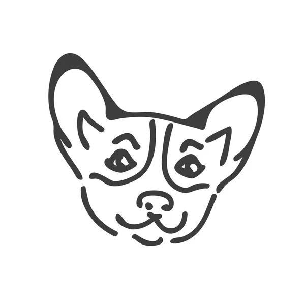 Design del tatuaggio della testa del cane Corgi. Testa di Corgi sagoma — Foto Stock